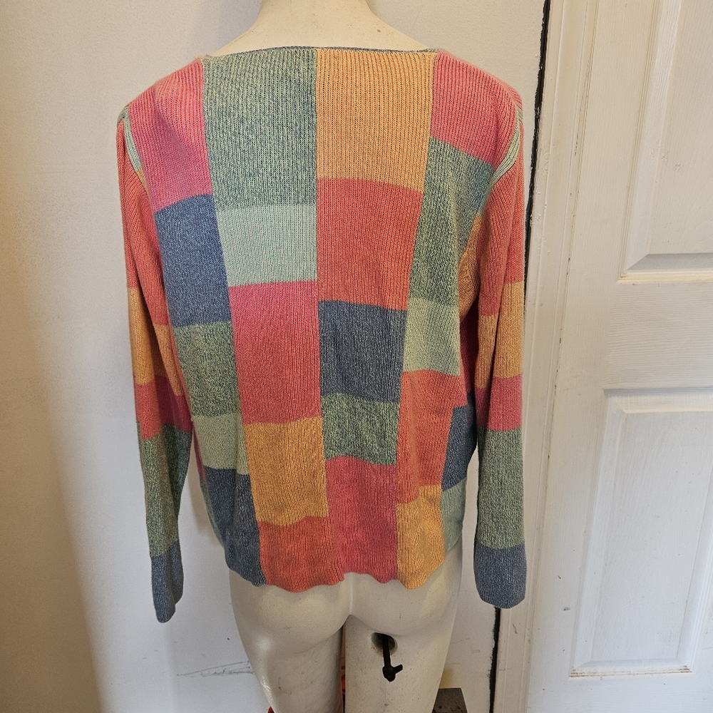 Cute Preppy And Retro!!! Colorblock Button Sweate… - image 4